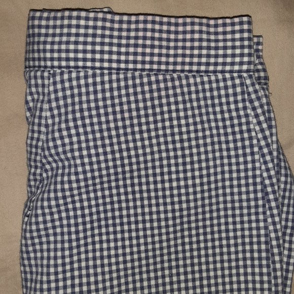 Capri, Crop Pants * Navy Blue & White Gingham * Side-zip * Sz 8P * Erik Stewart - Picture 3 of 7
